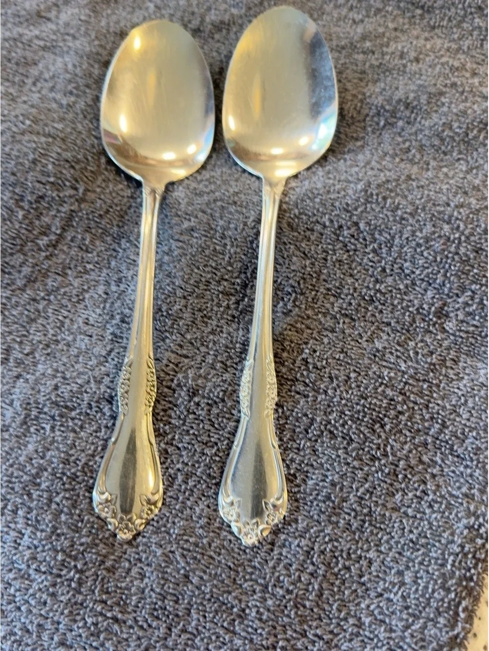 Wm A Rogers Oneida Mansfield Amadeus Stainless Serving Spoons Set of 2 Vintage